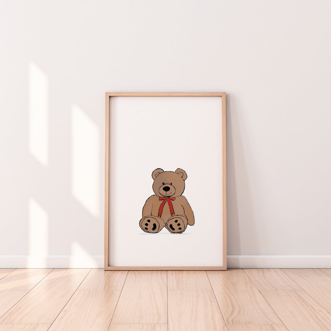 Teddy bear print, nursery decor, printable wall art, brown toy print - prints-actually