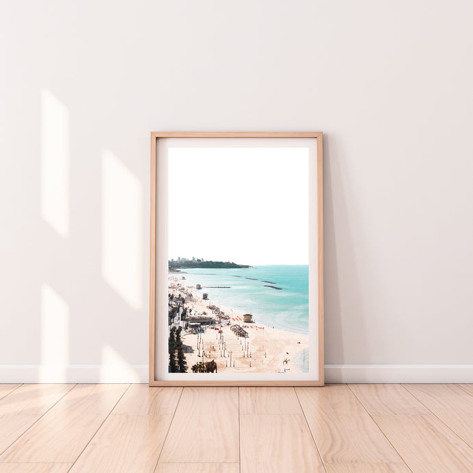 Beach print, printable wall art, Tel Aviv Israel landscape, digital wall photography - prints-actually