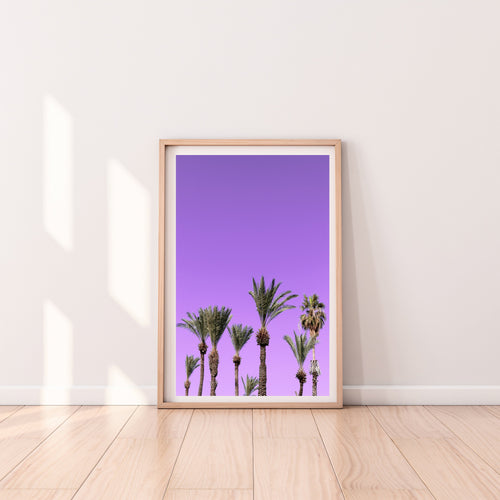 Printable wall art, palm trees, purple sky, digital prints - prints-actually