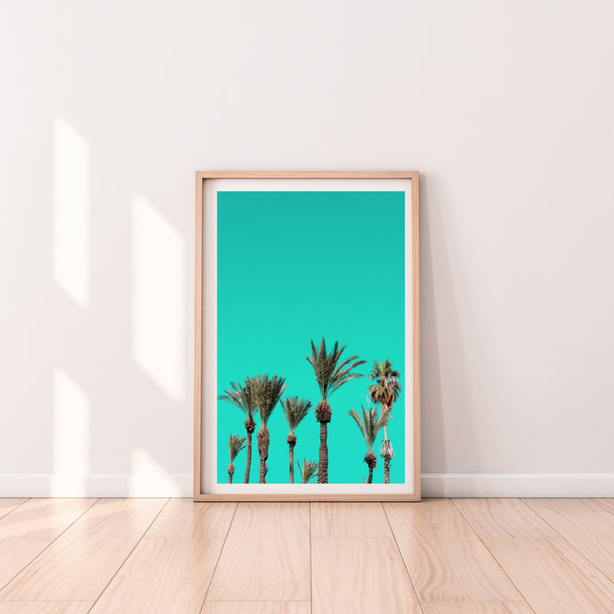 Printable wall art, Palm Trees and Turquoise Sky, digital prints - prints-actually