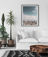 Load image into Gallery viewer, Skyline print, printable wall art clouds blue sky, Tel Aviv Israel landscape - prints-actually