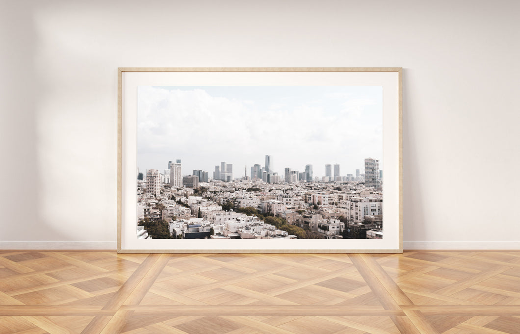 Rooftops skyline print, printable wall art, Tel Aviv Israel landscape - prints-actually