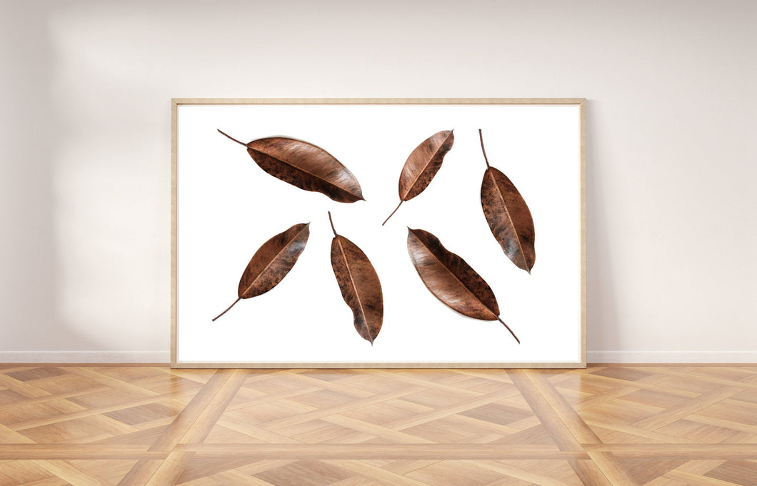 Brown leaves print, printable wall art, fall autumn print - prints-actually