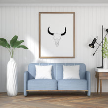 Load image into Gallery viewer, Bull skull print, bull head printable wall art, boho decor, black and white - prints-actually