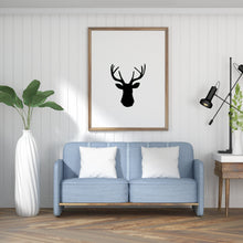 Load image into Gallery viewer, Black deer print, deer head silhouette, printable wall art - prints-actually