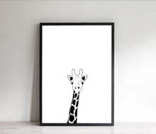 Load image into Gallery viewer, Giraffe print, nursery decor, printable wall art, animal art, black and white print - prints-actually