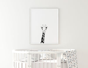 Giraffe print, nursery decor, printable wall art, animal art, black and white print - prints-actually