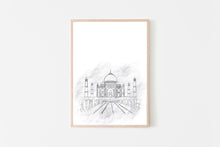 Load image into Gallery viewer, Taj Mahal print, printable wall art, minimalist print, black and white India - prints-actually