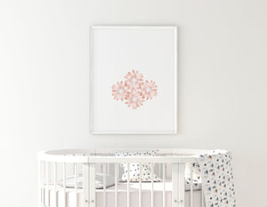 Pink flowers print, printable wall art, minimalist print, pink water colors - prints-actually