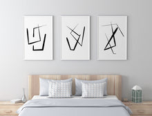 Load image into Gallery viewer, Set of 3 abstract prints, black and white print, printable modern wall art - prints-actually