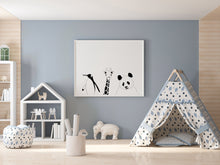 Load image into Gallery viewer, Animals print, nursery decor, black and white wall decor, panda, giraffe, penguin - prints-actually