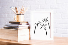 Load image into Gallery viewer, Palm trees print, trees illustration, black and white silhouette, home decor - prints-actually