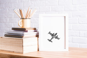 Black and white airplane print, printable wall art aviation poster - prints-actually