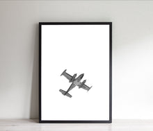Load image into Gallery viewer, Black and white airplane print, printable wall art aviation poster - prints-actually