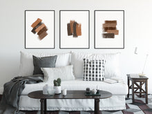Load image into Gallery viewer, Set of 3 abstract prints, brown brush strokes print, printable modern wall art - prints-actually