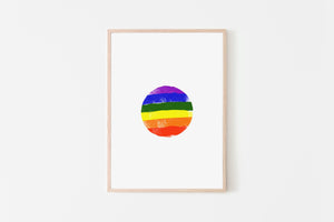 Pride print, printable wall art, LGBT rainbow colors circle, digital prints - prints-actually