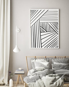Abstract print, black white lines wall print, printable wall art - prints-actually