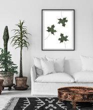 Load image into Gallery viewer, Leaves Print, three green leaves Wall Art, tropical print 8x10 digital print - prints-actually