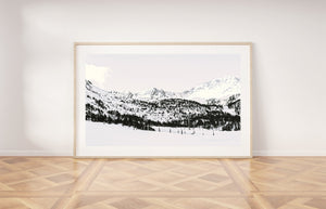 Snowy mountains print, printable wall art, landscape poster, digital prints - prints-actually