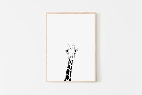 Giraffe print, nursery decor, printable wall art, animal art, black and white print - prints-actually