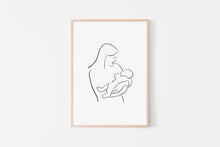 Load image into Gallery viewer, Mother and baby print, mothers day gift, black and white silhouette - prints-actually
