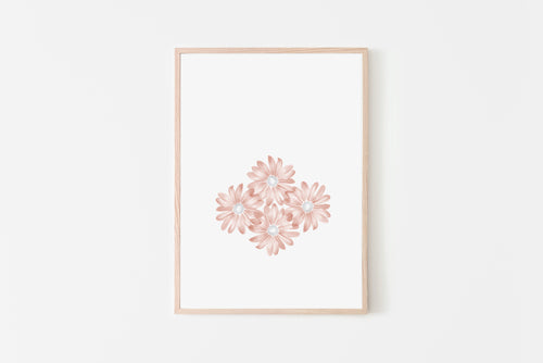 Pink flowers print, printable wall art, minimalist print, pink water colors - prints-actually