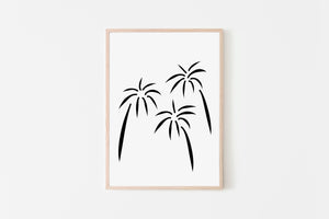 Palm trees print, trees illustration, black and white silhouette, home decor - prints-actually
