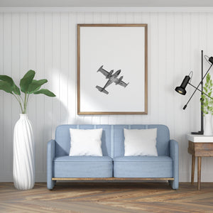 Black and white airplane print, printable wall art aviation poster - prints-actually