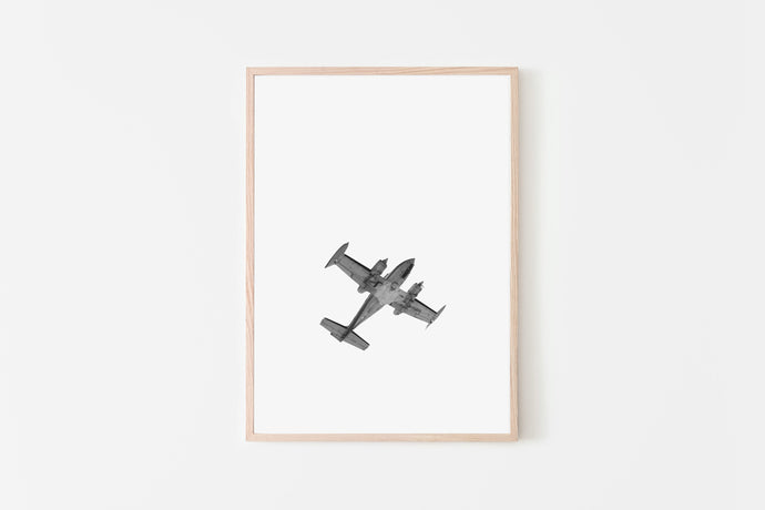 Black and white airplane print, printable wall art aviation poster - prints-actually