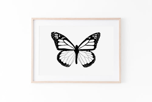 Butterfly print, nursery decor, black and white wall decor - prints-actually