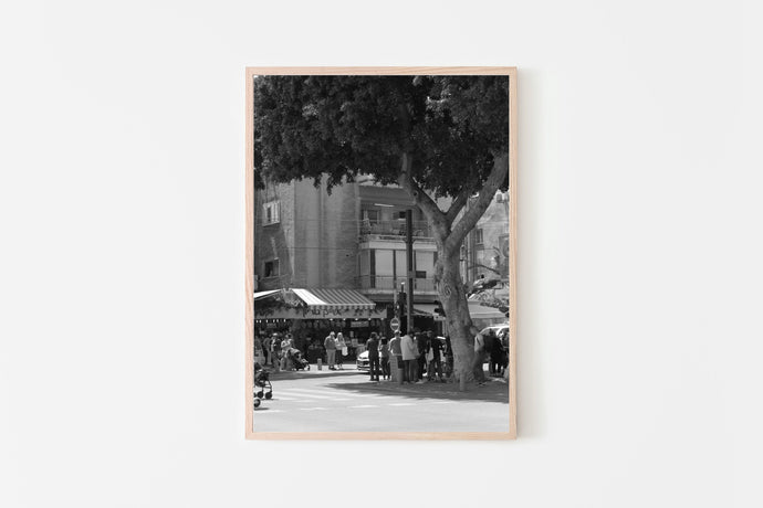 Street print, black and white poster, printable wall art, Tel Aviv Israel street - prints-actually