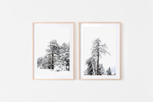 Load image into Gallery viewer, Set of 2 Snow on Trees Print, Black and White Prints, Printable Wall Art - prints-actually