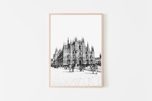 Duomo Cathedral Print, Printable Wall Art, Vertical Minimalist Print, italy sketch - prints-actually