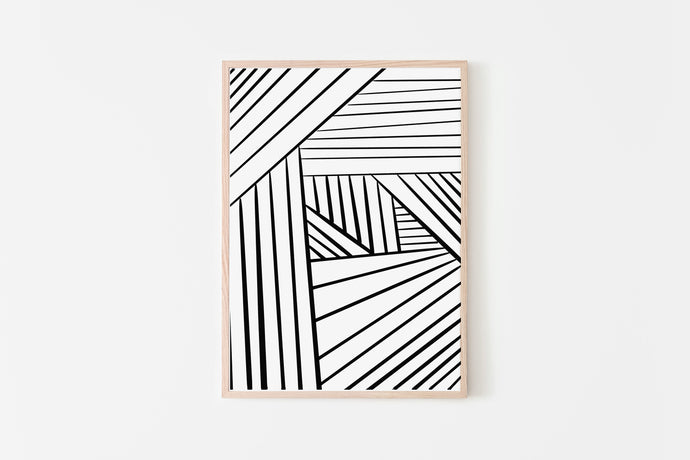 Abstract print, black white lines wall print, printable wall art - prints-actually