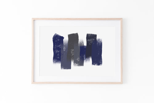 Abstract print, printable wall art, blue brush strokes digital print - prints-actually