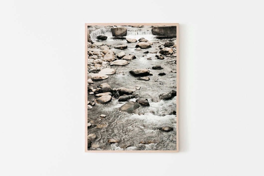 River Print, river rocks rapids, stream print, landscape decor, printable wall art - prints-actually