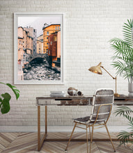 Load image into Gallery viewer, Old buildings print, Andorra poster, printable wall art, bridge on a river photography - prints-actually
