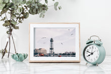 Load image into Gallery viewer, Barcelona Port Print, Lighthouse Seagulls Photography Printable Wall Art, Spain - prints-actually