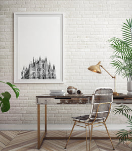 Duomo Cathedral Milan Print, Printable Wall Art, Minimalist Print, Black and White - prints-actually