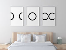 Load image into Gallery viewer, Set of 3 abstract prints, black and white circles, printable modern wall art - prints-actually