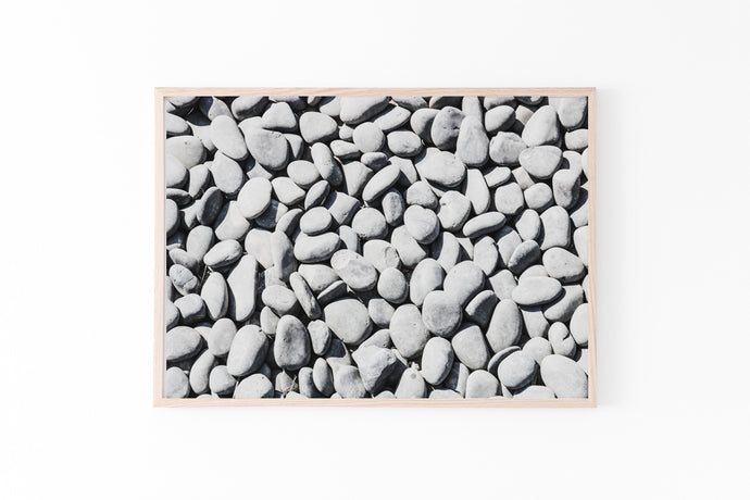 Rocks Print, Printable Wall Art, Gray Lake Stones Landscape, Horizontal Prints - prints-actually