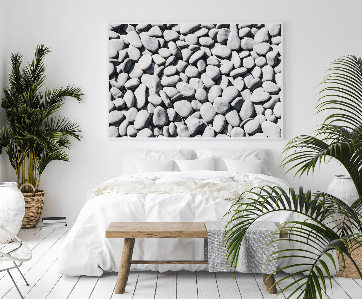Rocks Print, Printable Wall Art, Gray Lake Stones Landscape, Horizonta ...