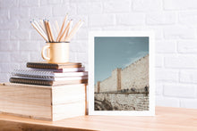 Load image into Gallery viewer, תמונה לקיר של חומות ירושלים על רקע שמיים כחולים, פרינט להדפסה