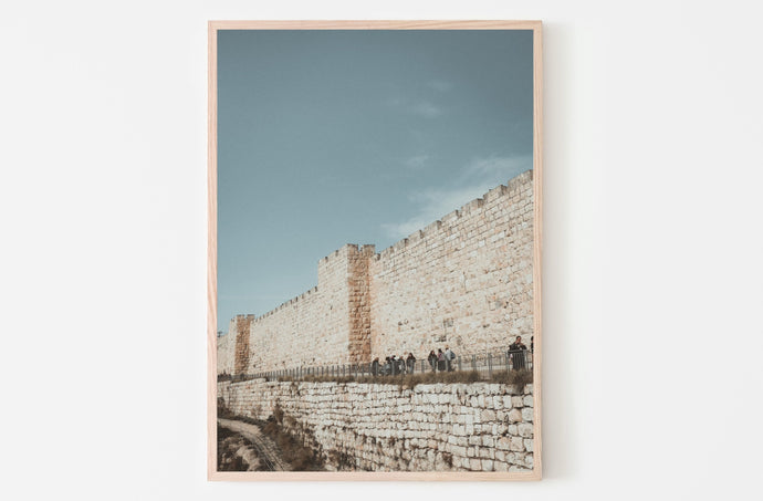 תמונה לקיר של חומות ירושלים על רקע שמיים כחולים, פרינט להדפסה