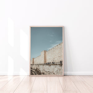 תמונה לקיר של חומות ירושלים על רקע שמיים כחולים, פרינט להדפסה