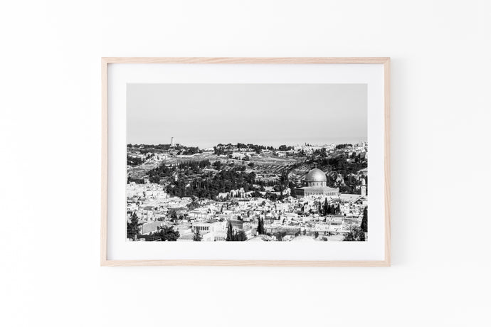 תמונה לקיר של ירושלים בשחור לבן, פרינט להדפסה