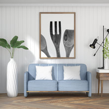 Load image into Gallery viewer, Wood utensil Print, black white kitchen decor, cooking spoon print, printable wall art, modern kitchen wall art, wooden Poster digital print