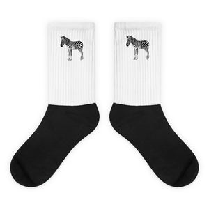 Zebra Black Foot Sublimated Socks - XL - prints-actually