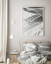 Load image into Gallery viewer, תמונה לקיר של ענפי עץ דקל בשחור לבן, פרינט להפדסה