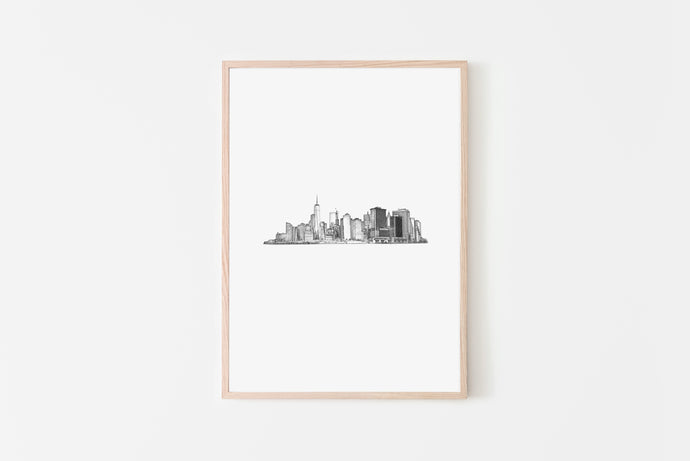 New York Skyline Print, Printable Wall Art, Minimalist Print, Black White NYC - prints-actually